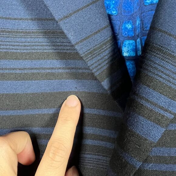 Robert Graham Mens Blazer 40 Classic Fit Wool Striped Ombre Sport Coat Navy - Picture 3 of 13